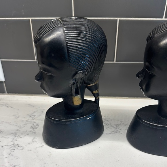 Vintage Ebony and Gold Accent Busts - Picture 1 of 10